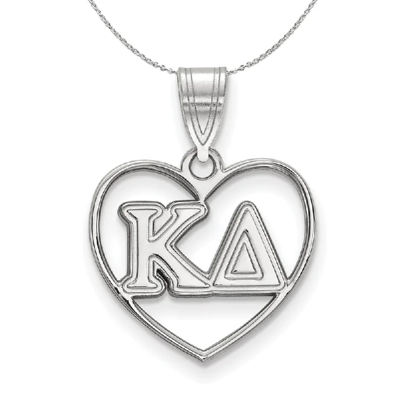 Thyme twig necklace-Sterling Silver Kappa Delta Heart Greek Necklace