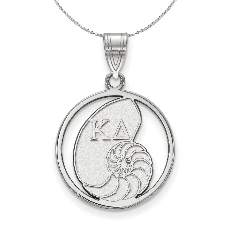 Folded rim necklace-Sterling Silver Kappa Delta Medium Circle Pendant Necklace