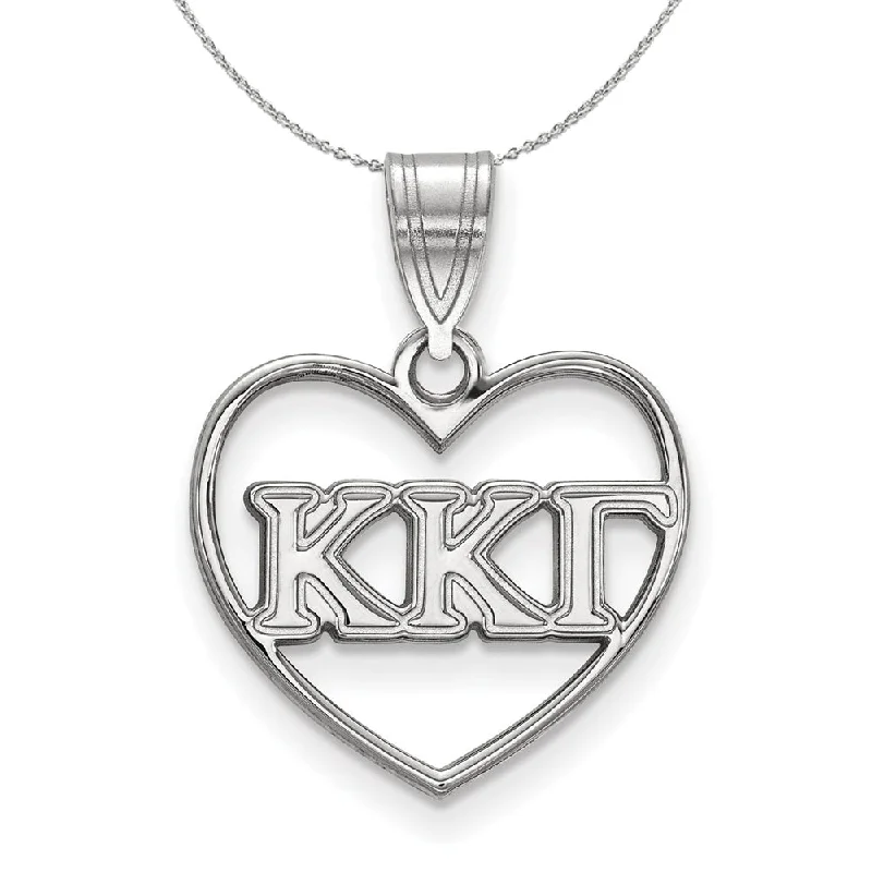 Tribal mark necklace-Sterling Silver Kappa Kappa Gamma Heart Greek Necklace