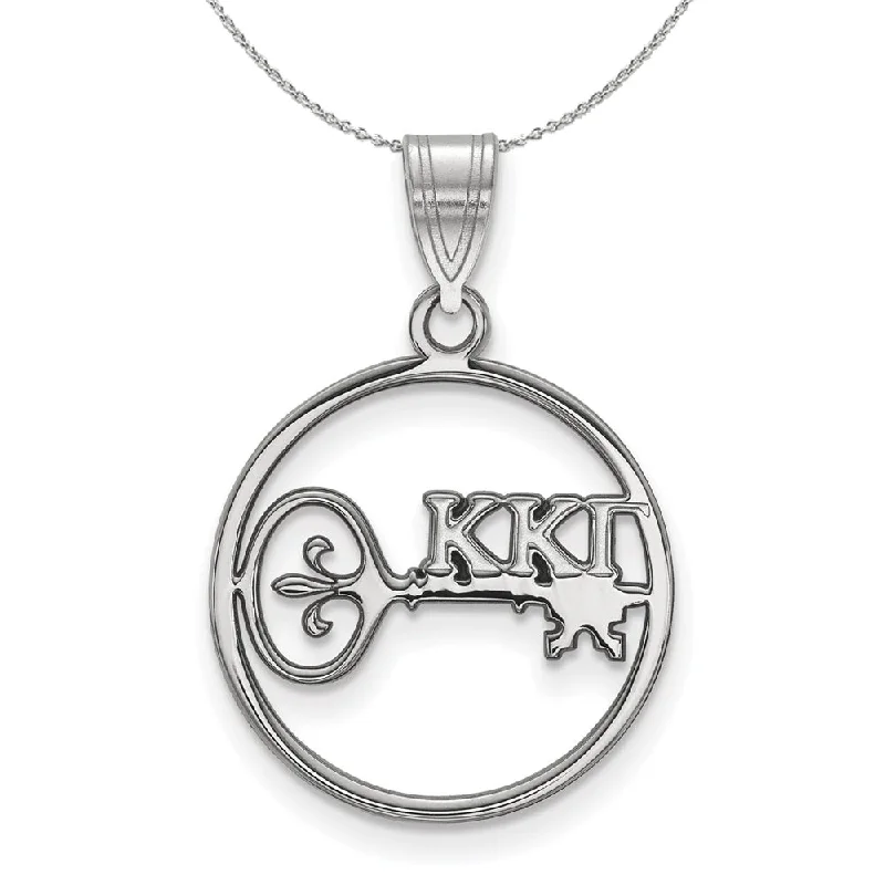 Broken gem necklace-Sterling Silver Kappa Kappa Gamma Medium Circle Pendant Necklace