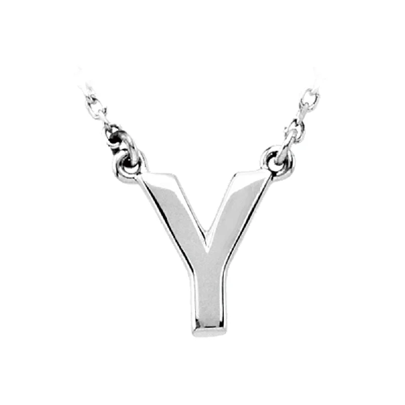 Lily bud necklace-Sterling Silver, Kendall Collection, Block Initial Y Necklace, 16 Inch