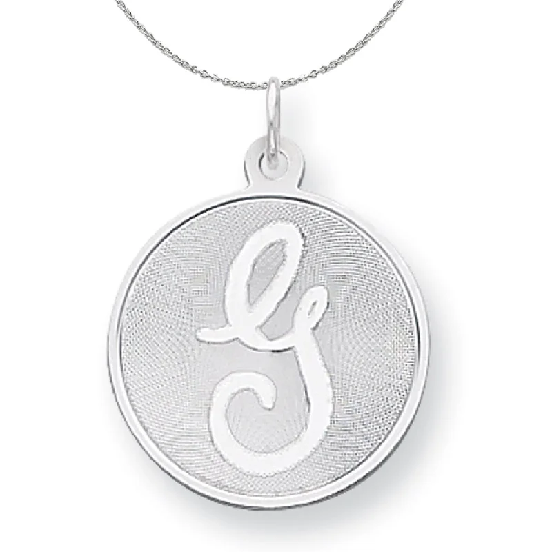 Sterling Silver, Makayla Collection, 20mm Disc Initial G Necklace