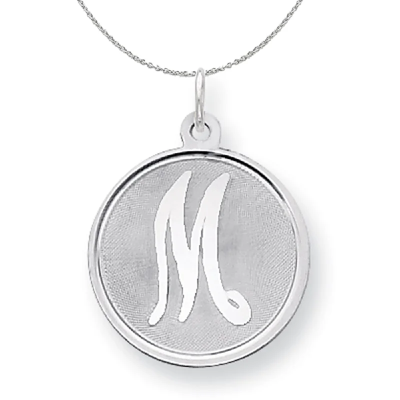 Raised layer necklace-Sterling Silver, Makayla Collection, 20mm Disc Initial M Necklace