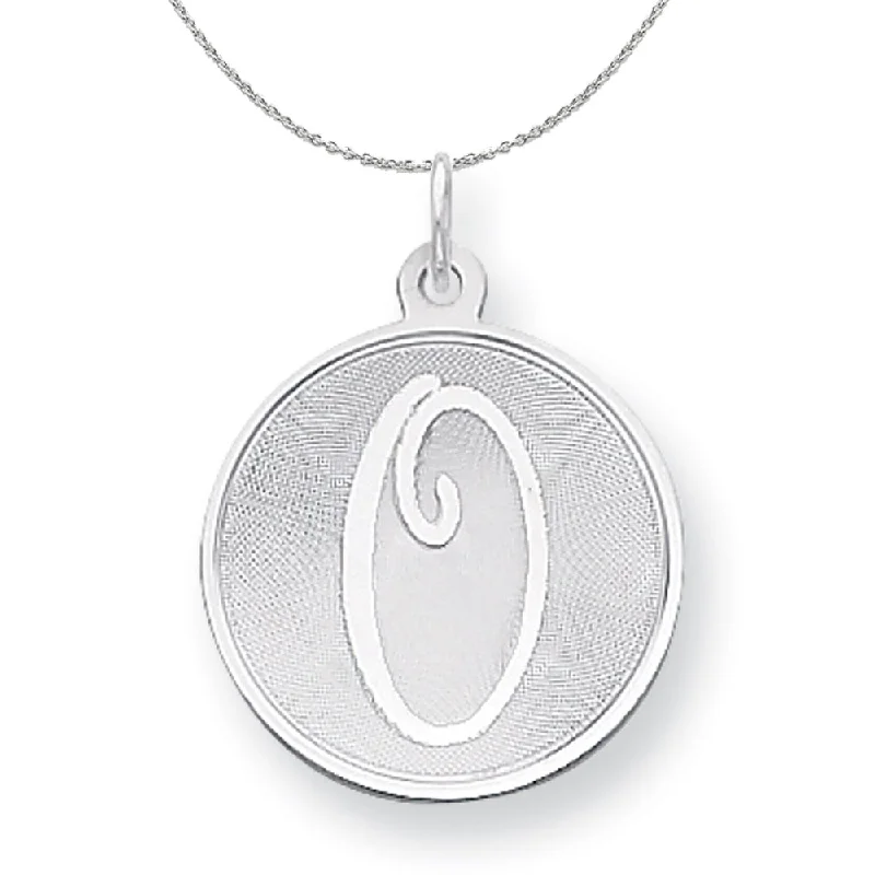 Frosted quartz necklace-Sterling Silver, Makayla Collection, 20mm Disc Initial O Necklace