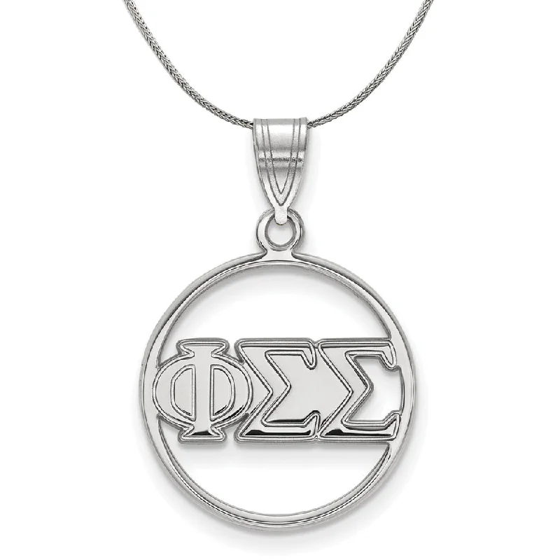 Sterling Silver Phi Sigma Sigma Medium Circle Greek Necklace