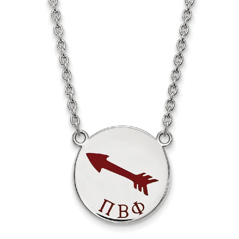 Scuffed edge necklace-Sterling Silver Pi Beta Phi Large Enamel Necklace