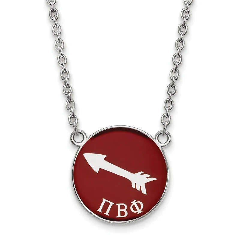 Cedar nut necklace-Sterling Silver Pi Beta Phi Large Wine Enamel Arrow Disc Necklace