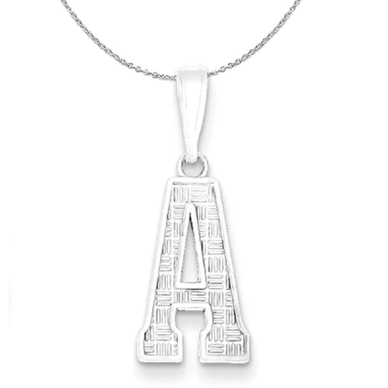 Tattered rim necklace-Sterling Silver, Sami Collection, Textured Block Initial A Necklace