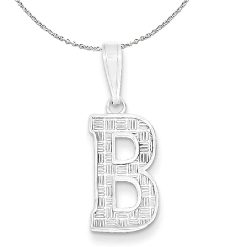 Willow wrap necklace-Sterling Silver, Sami Collection, Textured Block Initial B Necklace