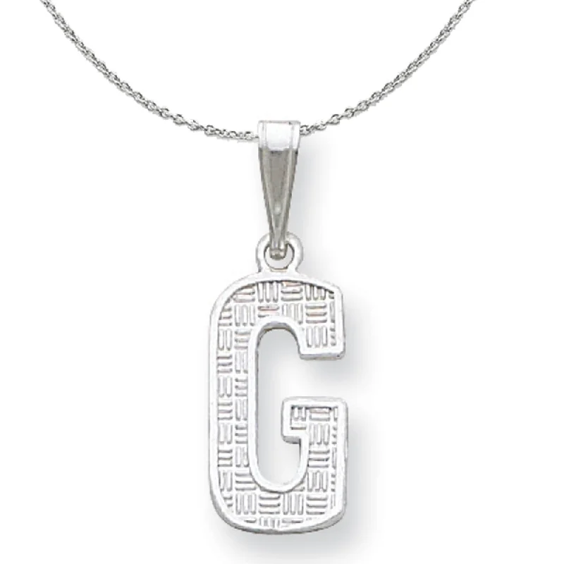 Zenith pendant necklace-Sterling Silver, Sami Collection, Textured Block Initial G Necklace