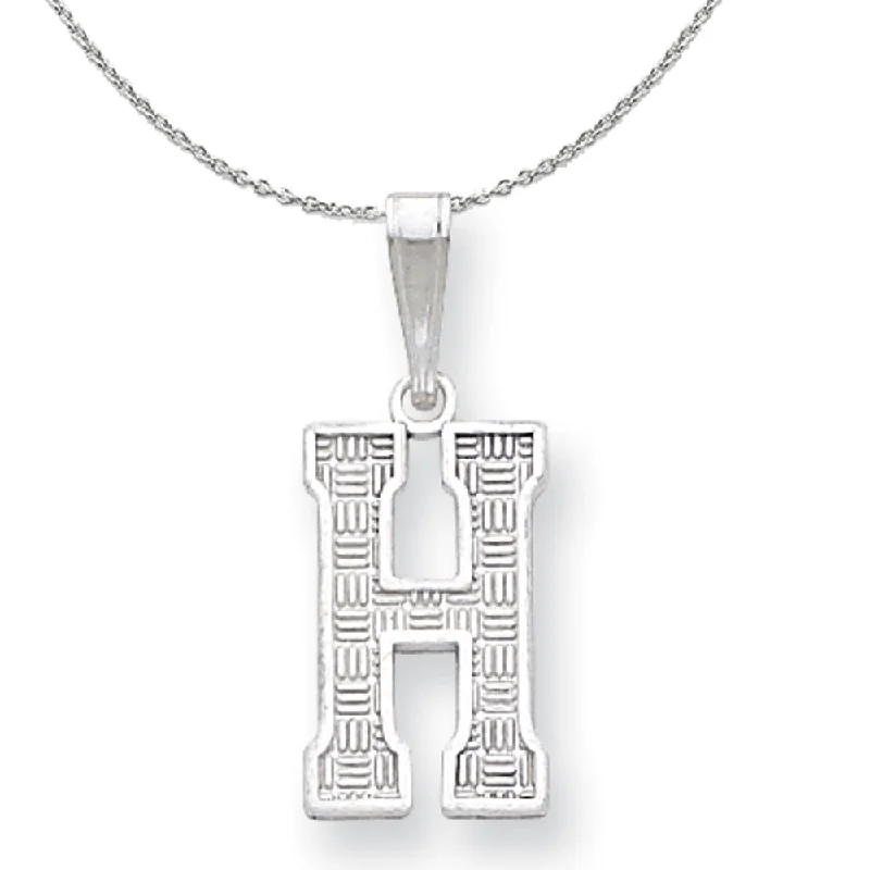 Molten alloy necklace-Sterling Silver, Sami Collection, Textured Block Initial H Necklace