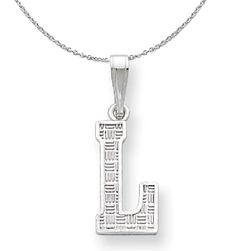 Grouped stone necklace-Sterling Silver, Sami Collection, Textured Block Initial L Necklace