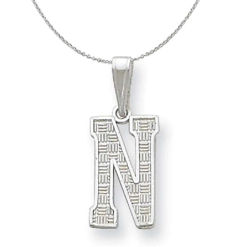 Tide pebble necklace-Sterling Silver, Sami Collection, Textured Block Initial N Necklace