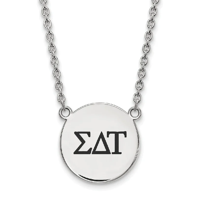 Moor grass necklace-Sterling Silver Sigma Delta Tau Large Enamel Greek Letters Necklace