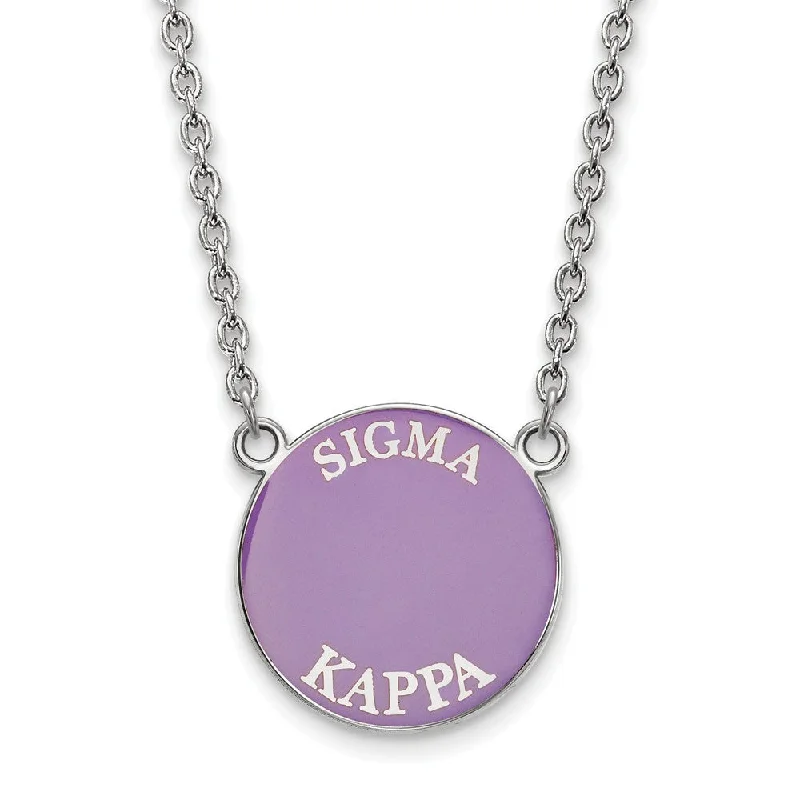 Sterling Silver Sigma Kappa Large Enamel Disc Necklace