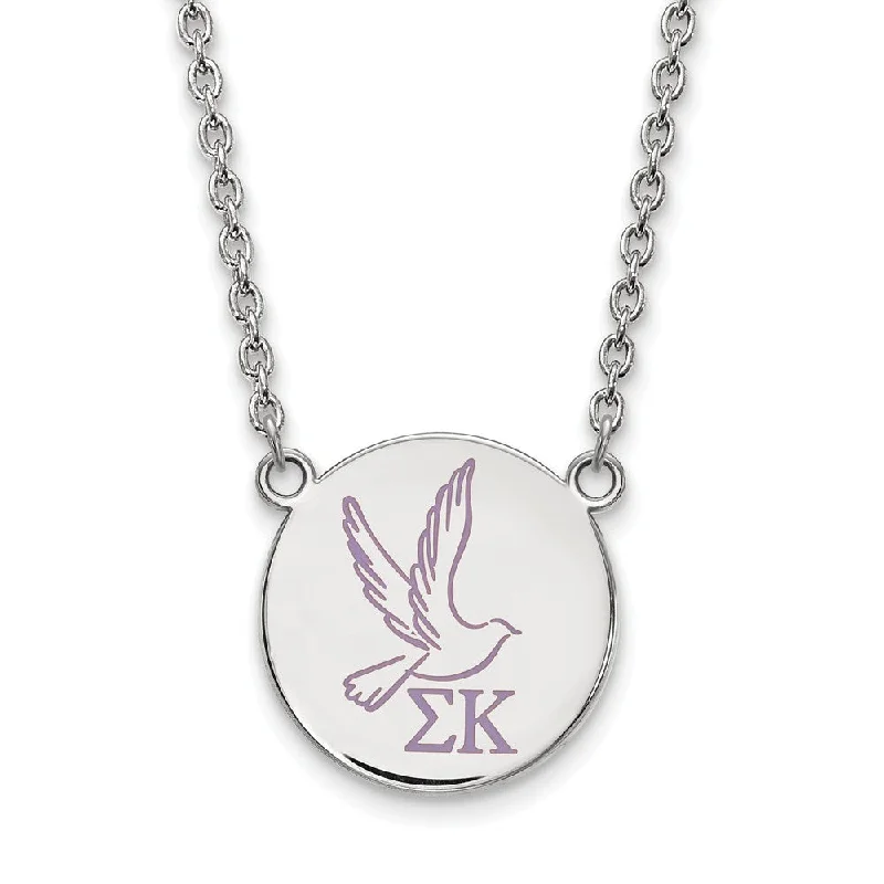 Sterling Silver Sigma Kappa Large Enamel Necklace