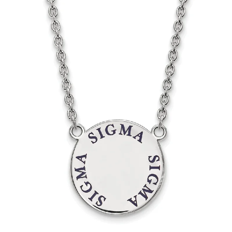 Sterling Silver Sigma Sigma Sigma Large Navy Enamel Necklace