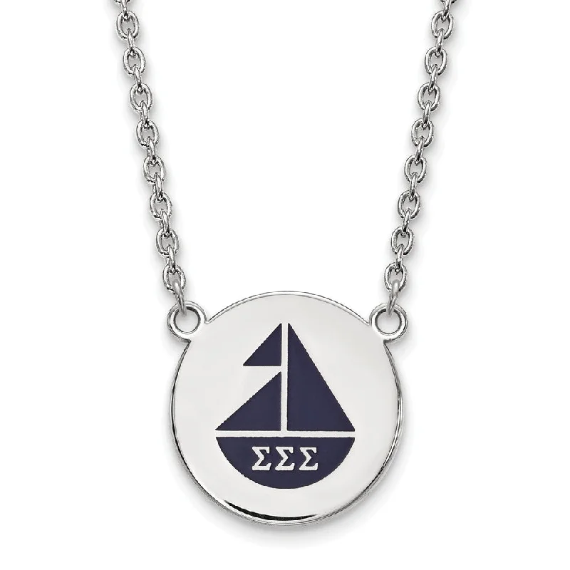 Soft hue necklace-Sterling Silver Sigma Sigma Sigma Large Enamel Necklace