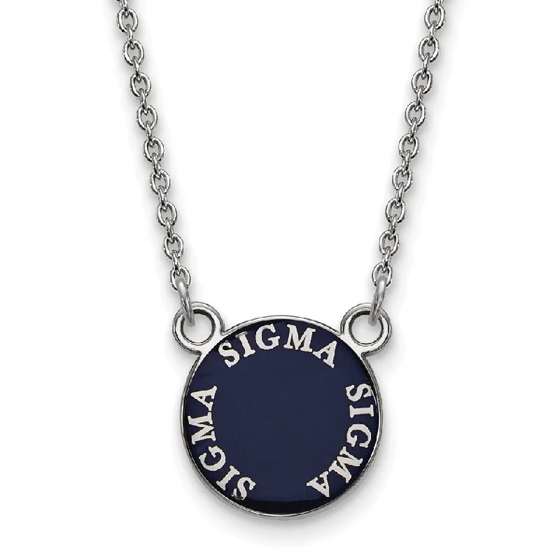 Sterling Silver Sigma Sigma Sigma Small Enamel Disc Necklace