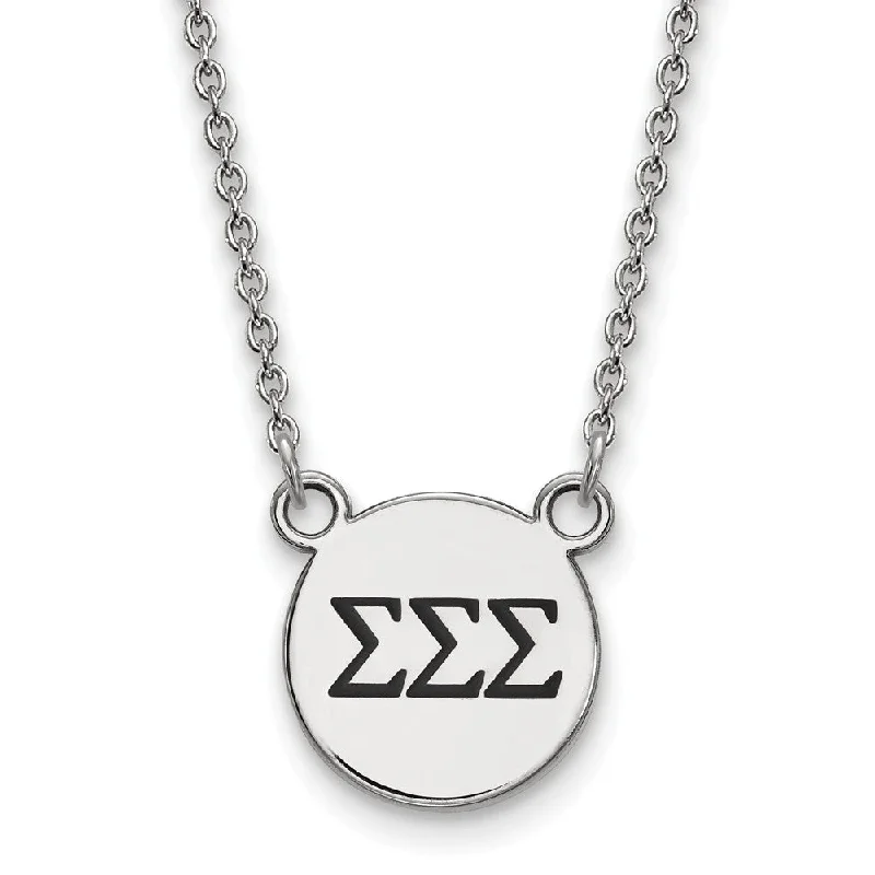 Baroque bend necklace-Sterling Silver Sigma Sigma Sigma Small Enamel Greek Letters Necklace