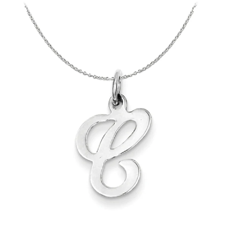 Wool wrap necklace-Sterling Silver, Sophia Collection, Small Script Initial C Necklace