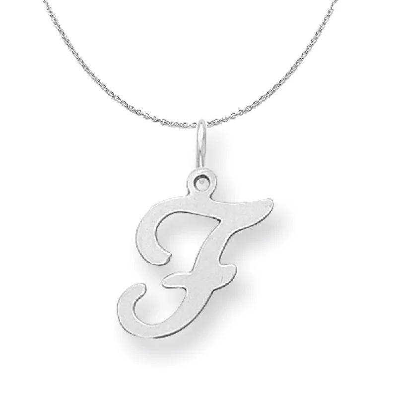 Sisal band necklace-Sterling Silver, Sophia Collection, Small Script Initial F Necklace