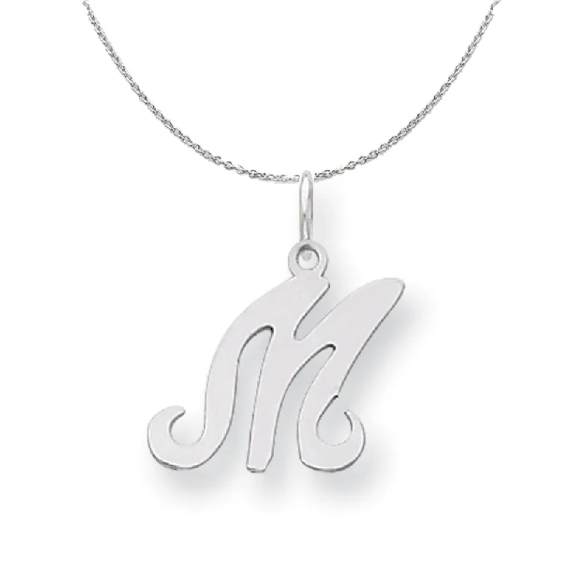 Wave ridge necklace-Sterling Silver, Sophia Collection, Small Script Initial M Necklace