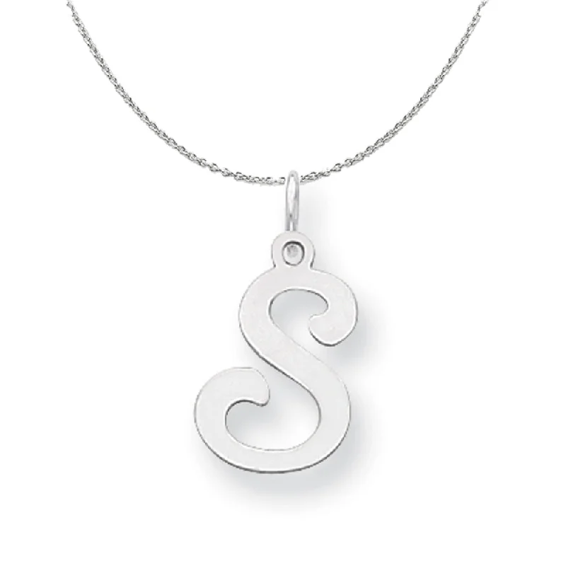 Sterling Silver, Sophia Collection, Small Script Initial S Necklace