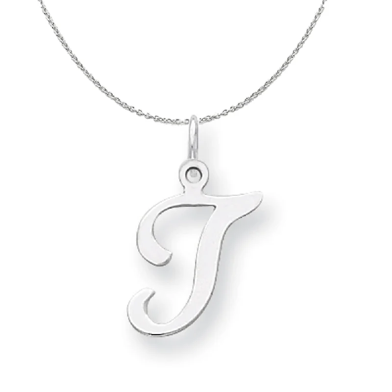 Sterling Silver, Sophia Collection, Small Script Initial T Necklace