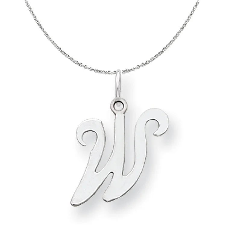 Sterling Silver, Sophia Collection, Small Script Initial W Necklace