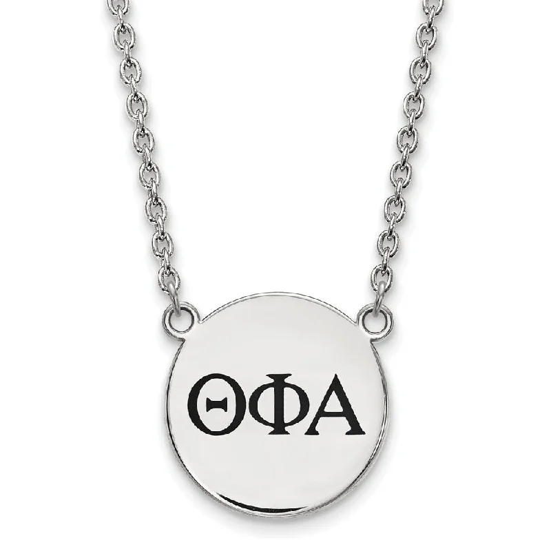 Knit chain necklace-Sterling Silver Theta Phi Alpha Large Enamel Greek Letters Necklace