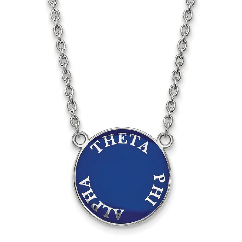 Woven cord necklace-Sterling Silver Theta Phi Alpha Large Enamel Disc Necklace