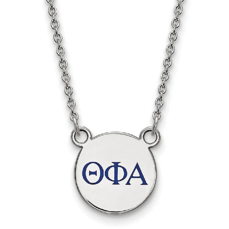 Sterling Silver Theta Phi Alpha Small Blue Enamel Greek Necklace