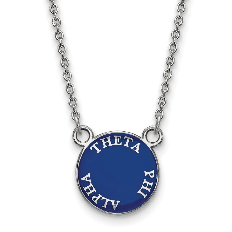 Classic flair necklace-Sterling Silver Theta Phi Alpha Small Enamel Disc Necklace