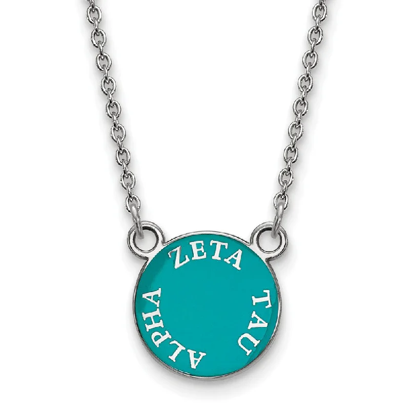 Paired gemstone necklace-Sterling Silver Zeta Tau Alpha Small Enamel Disc Necklace