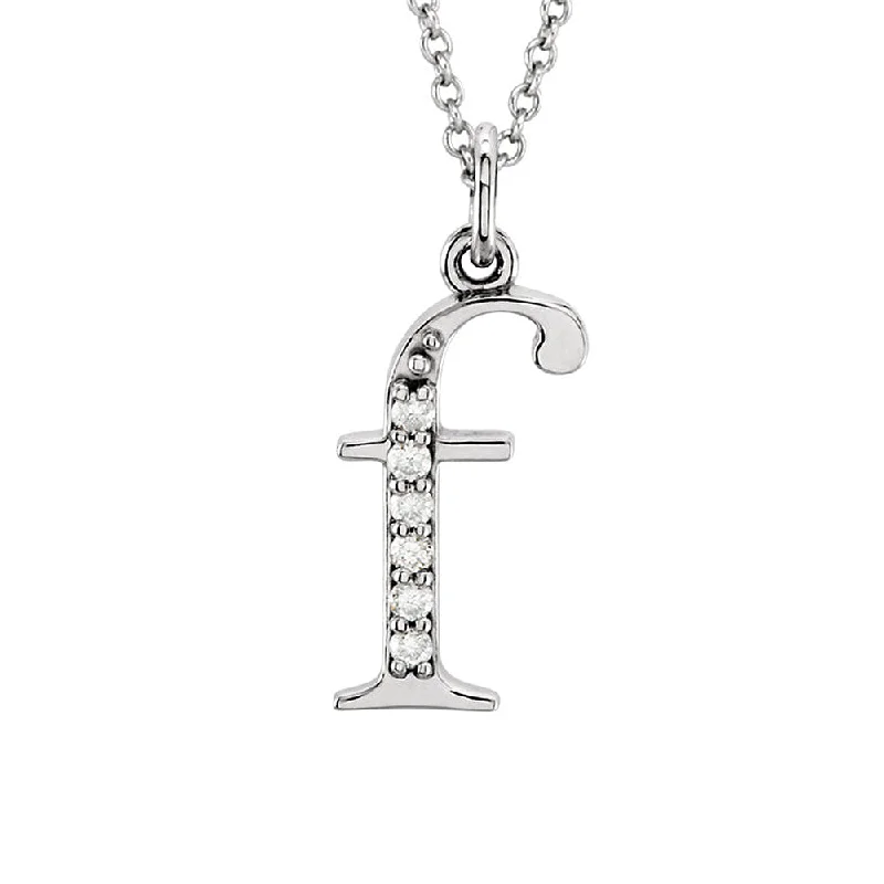 The Abbey 14k White Gold Diamond Lower Case Initial 'f' Necklace 16 In