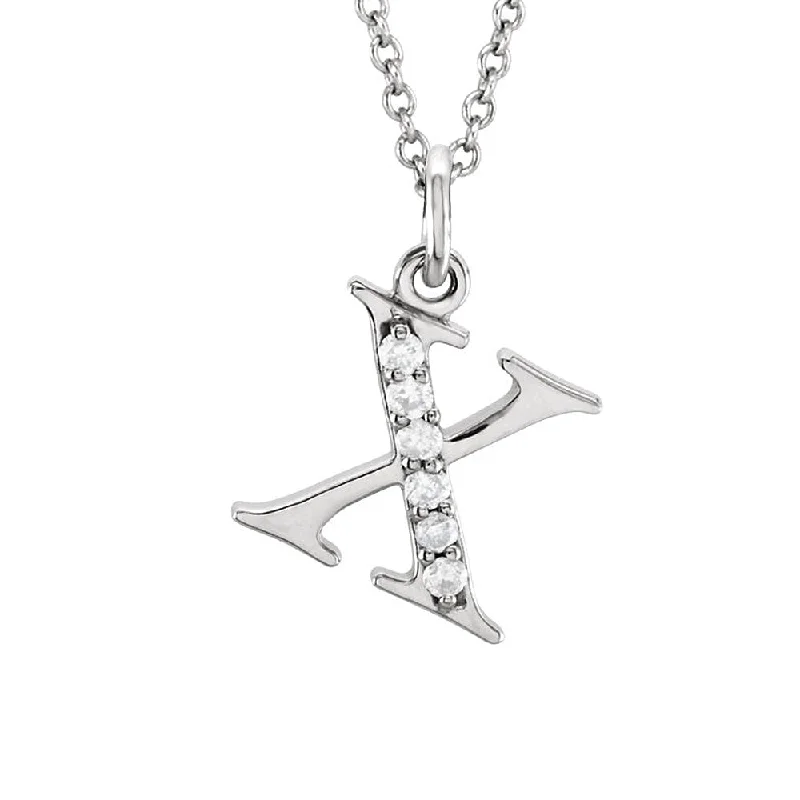 The Abbey 14k White Gold Diamond Lower Case Initial 'x' Necklace 16 In