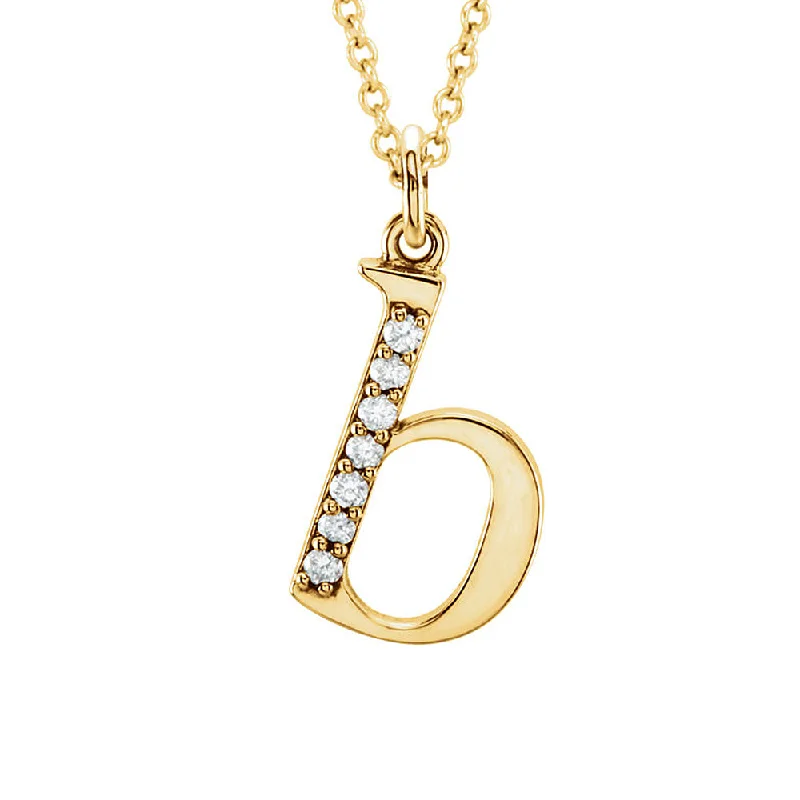 Steel toned necklace-The Abbey 14k Yellow Diamond Lower Case Initial 'b' Necklace 16 Inch