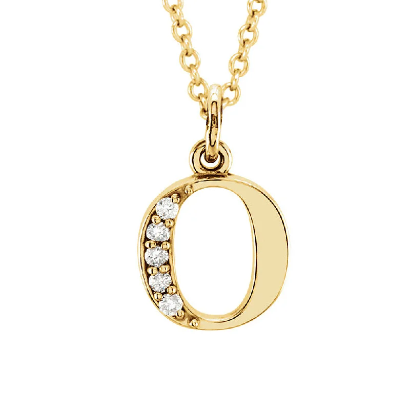 Shell fragment necklace-The Abbey 14k Yellow Diamond Lower Case Initial 'o' Necklace 16 Inch