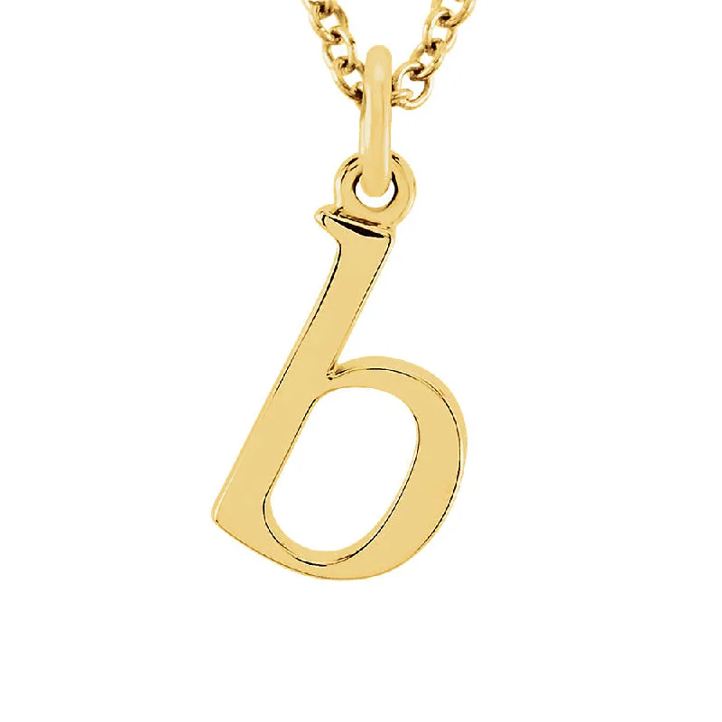 Steel toned necklace-The Abbey Lower Case Initial 'b' Necklace in 14k Yellow Gold, 16 Inch