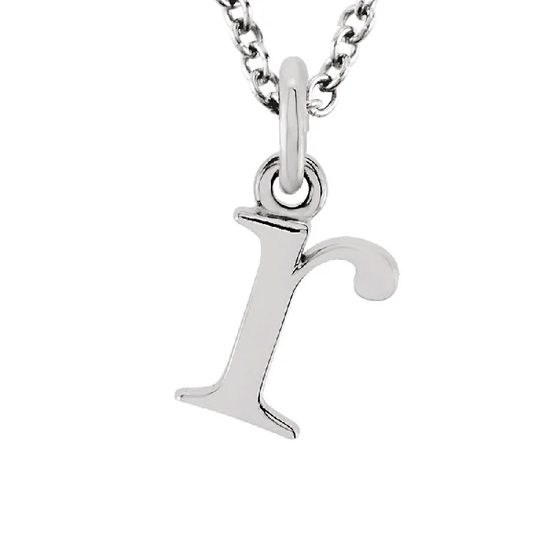 Stapled design necklace-The Abbey Lower Case Initial 'r' Necklace in 14k White Gold, 16 Inch