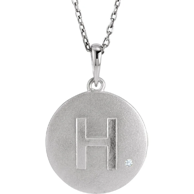 Copper chain necklace-The Emma Sterling Silver Diamond Block Initial H Disc Necklace, 18 In.