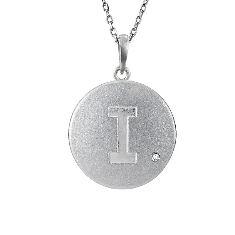 Grouped stone necklace-The Emma Sterling Silver Diamond Block Initial I Disc Necklace, 18 In.