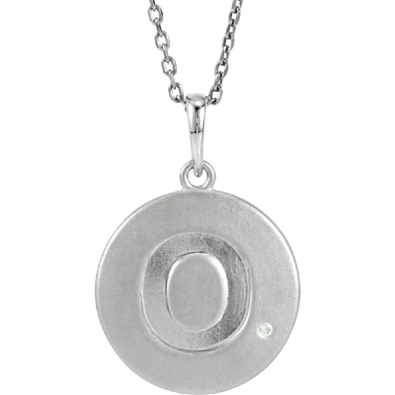 Celtic wave necklace-The Emma Sterling Silver Diamond Block Initial O Disc Necklace, 18 In.