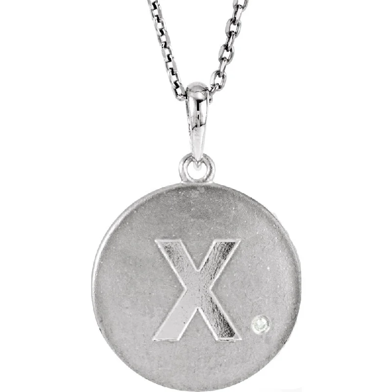 Muted check necklace-The Emma Sterling Silver Diamond Block Initial X Disc Necklace, 18 In.