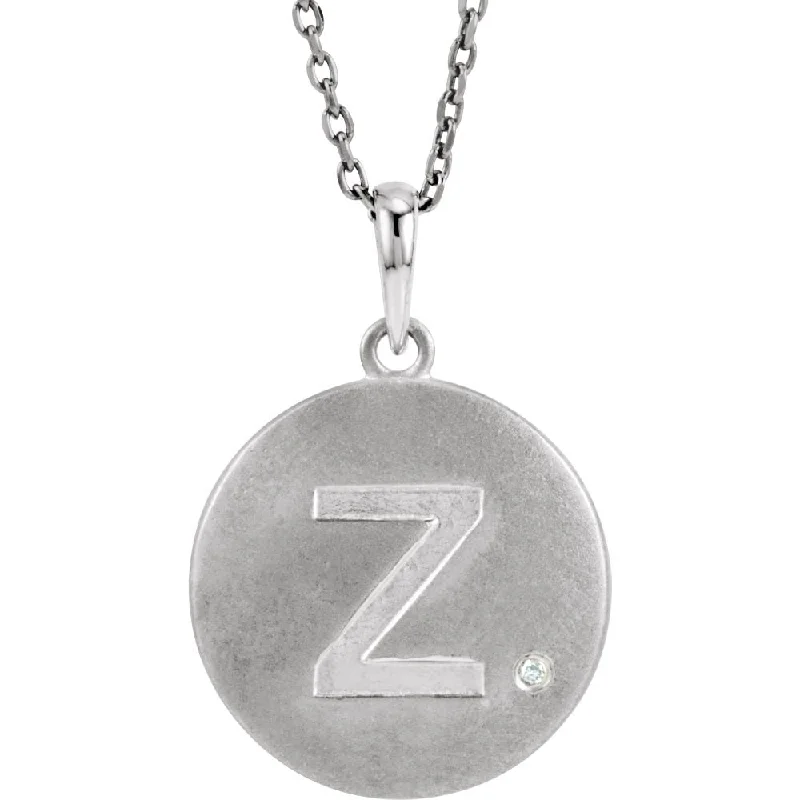 Vine curl necklace-The Emma Sterling Silver Diamond Block Initial Z Disc Necklace, 18 In.