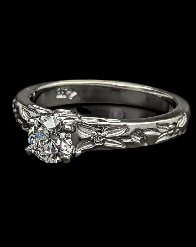 Vault crown ring-0.43 Carat D/VVS2 Super Ideal Cut Diamond Engagement Ring 18K GIA