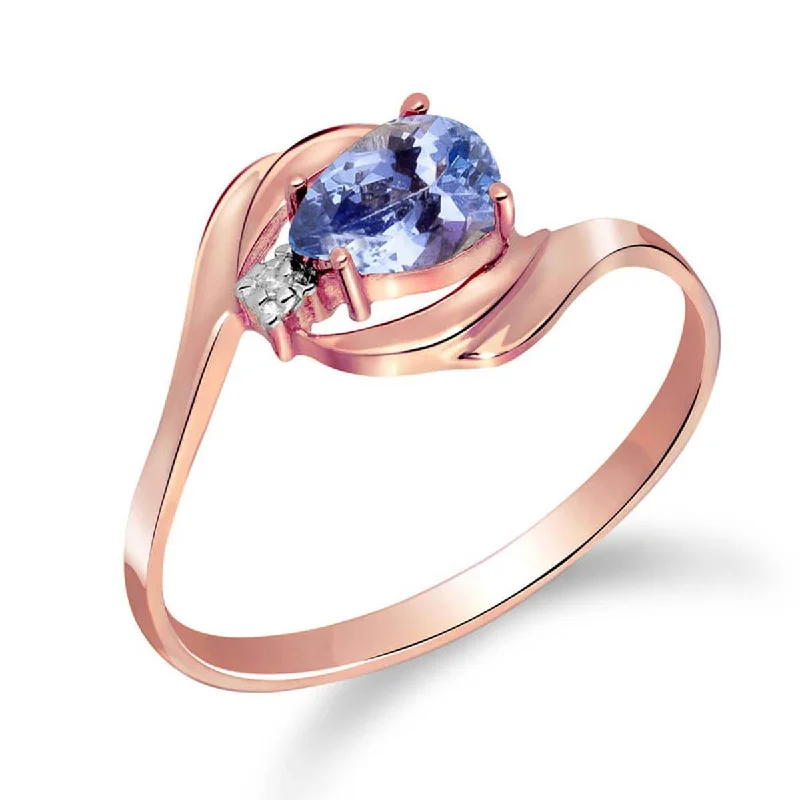 Five-knot necklace-0.51 Carat 14K Solid Rose Gold Waves Tanzanite Diamond Ring