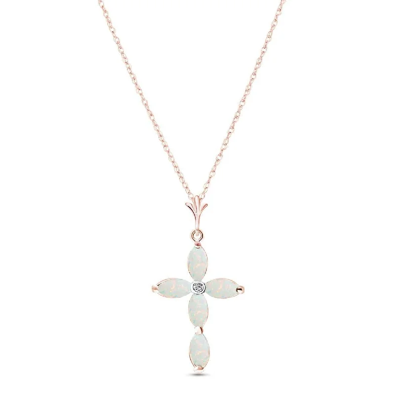 Flat bezel necklace-0.69 Carat 14K Solid Rose Gold Necklace Natural Diamond Opal