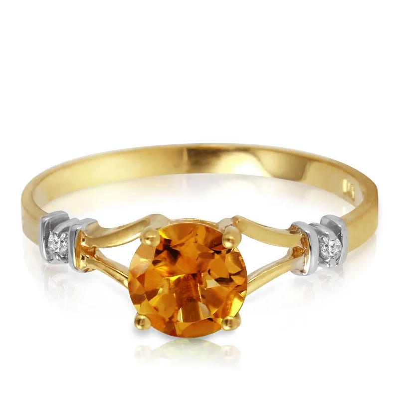 Patch stripe necklace-1.02 Carat 14K Solid Yellow Gold Tremendously Lovely Citrine Diamond Ring